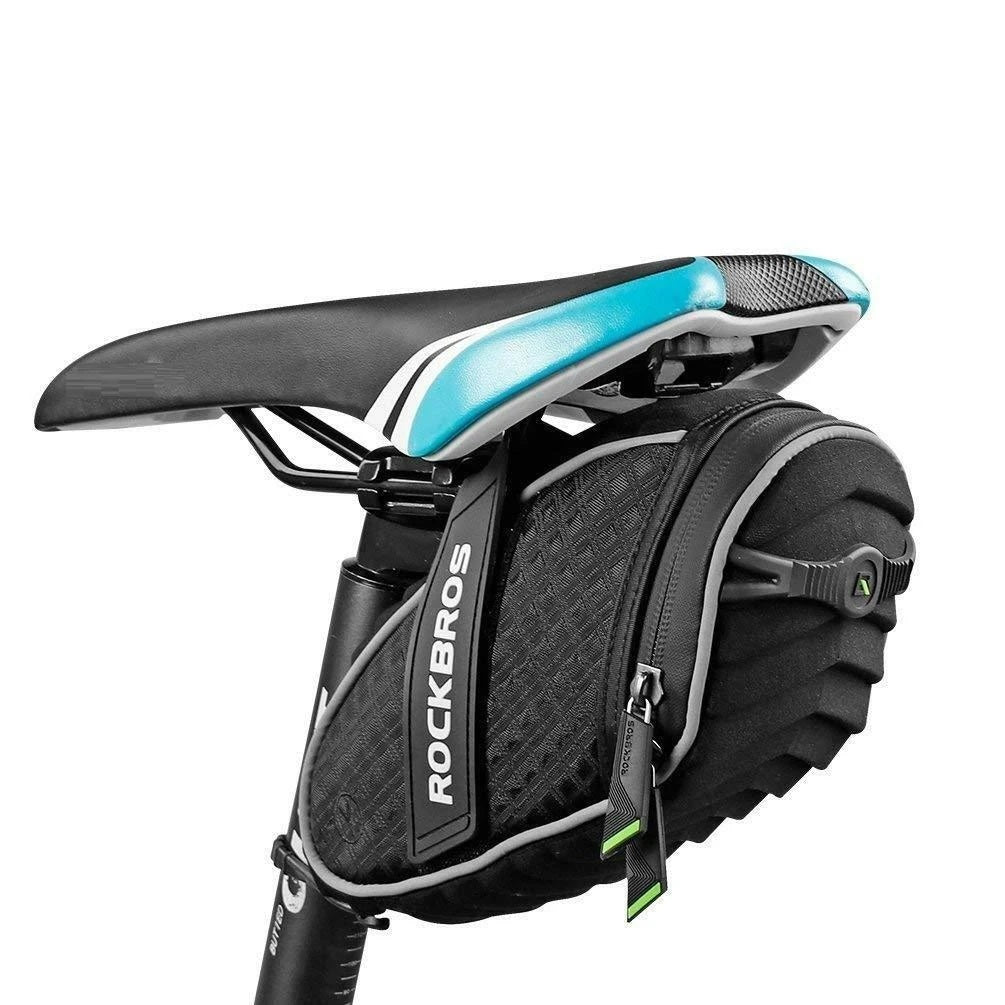 RockBros C16 Series Bike Seat Bag – Waterproof Bicycle Saddle Bag for Road & Mountain Bikes – Black (Fixing Strap Not Included) (Pickup)